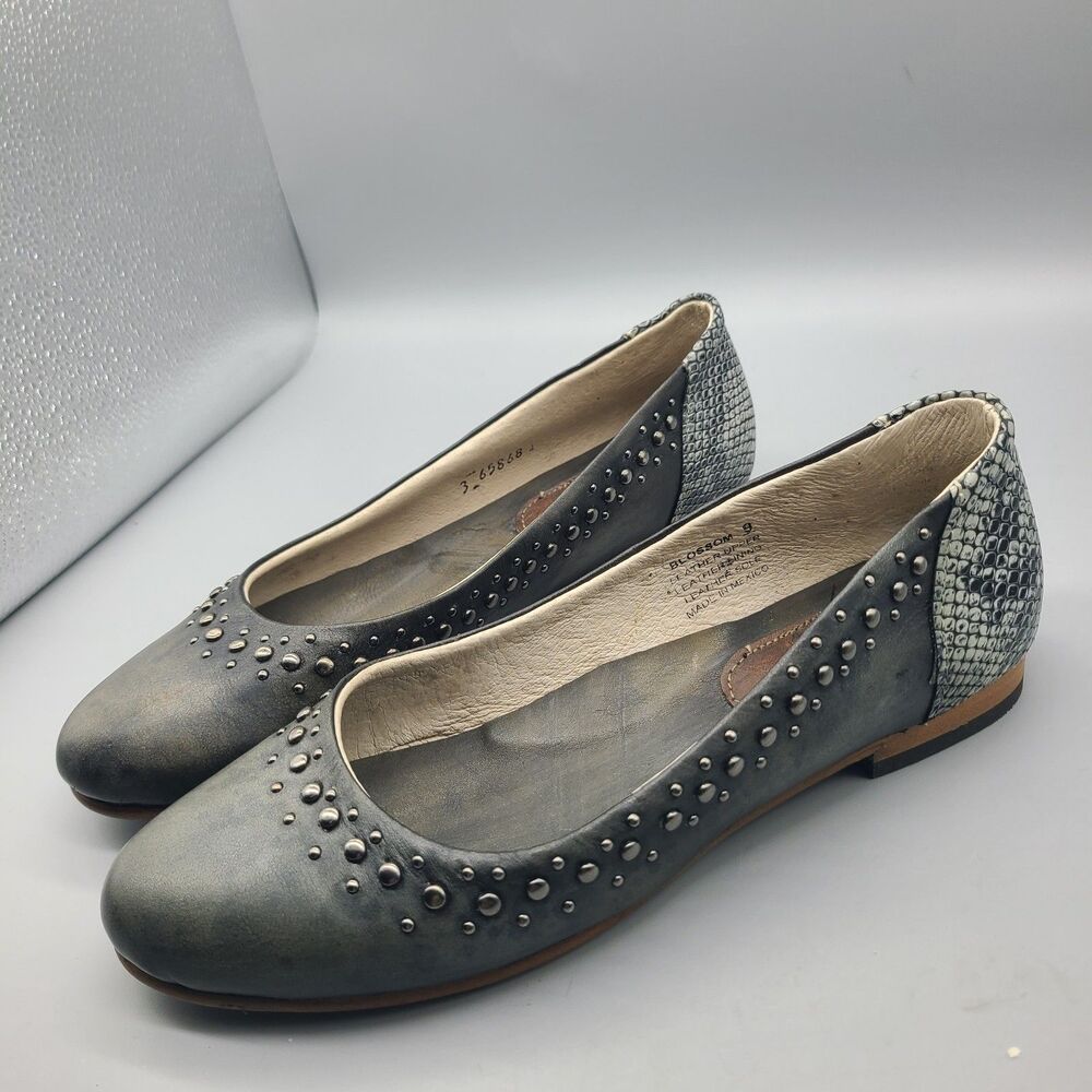 Freebird Blossom Studded Leather Sz 9 Ballet Flats Gray Shoes New/ Defect - Picture 4 of 11